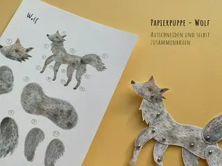 Papierpuppe-Wolf